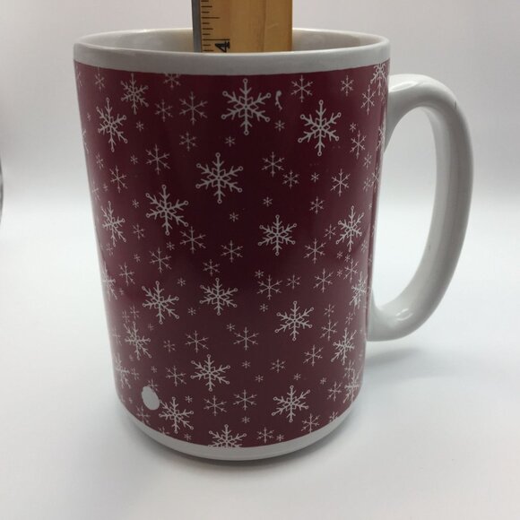 16oz Red White Snowflake Stoneware Mug Christmas Holiday Coffee Chocolate Cider - Picture 12 of 13